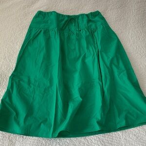Banana Republic Green A-Line Midi Drawstring Cotton Poplin Skirt, Large
